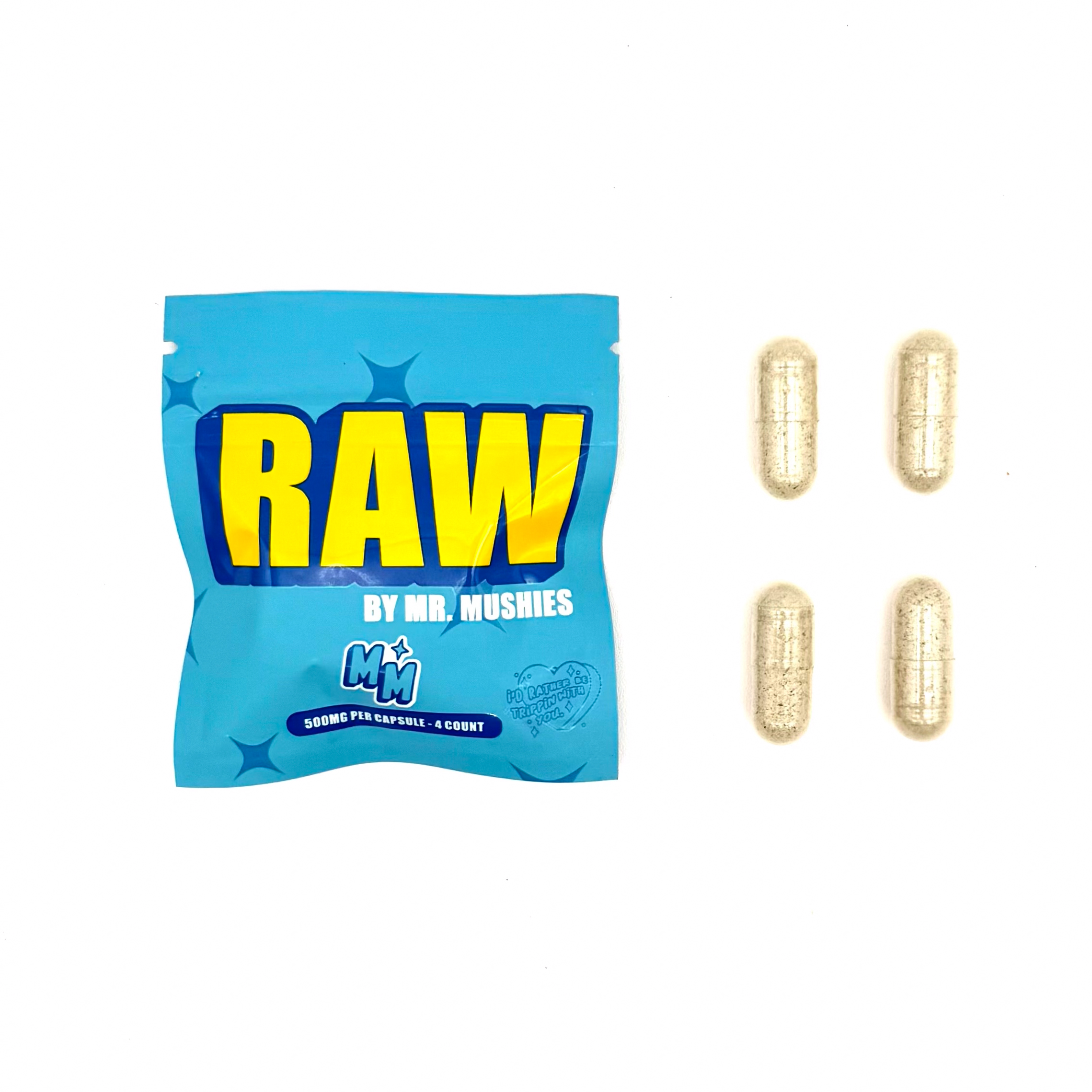 RAW Mushroom Capsules by Mr. Mushies 💊 (2000mg total = 500mg per capsule + 4 capsules per bag)