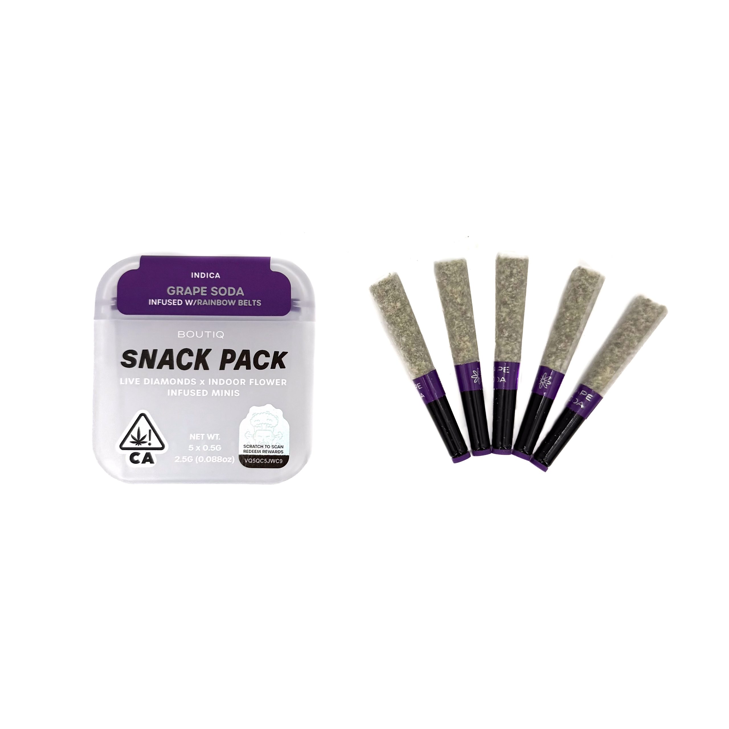 πΏ Boutiq Snack Pack Mini Pre-Rolls β 2.5g (5 x 0.5g Minis) β¨ Infused with Premium Live Diamonds